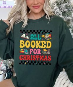 all booked for christmas book tree shirt book lovers christmas unisex shirt 2