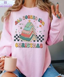 all booked for christmas retro shirt book lovers christmas long sleeve unisex hoodie 1