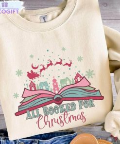 all booked for christmas shirt bookish short sleeve sweater 1