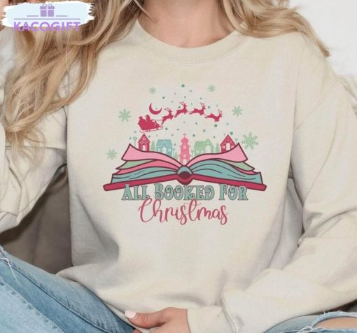 all booked for christmas shirt bookish short sleeve sweater 2