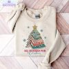 all booked for christmas shirt christmas book tree long sleeve tee tops 1