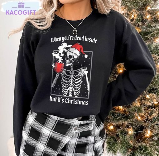 christmas coffee shirt christmas skeleton short sleeve sweater 1