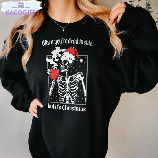 christmas coffee shirt christmas skeleton short sleeve sweater 2