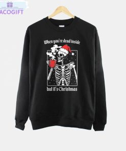 christmas coffee shirt christmas skeleton short sleeve sweater 3