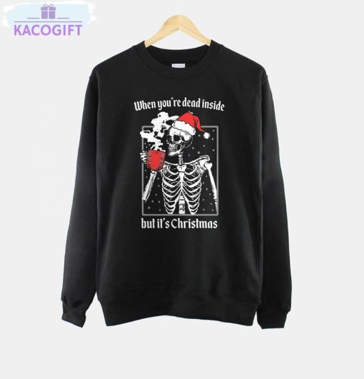 christmas coffee shirt christmas skeleton short sleeve sweater 3