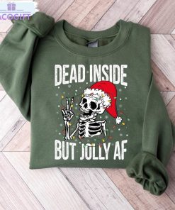 dead inside but jolly af shirt cute christmas short sleeve tee tops 1