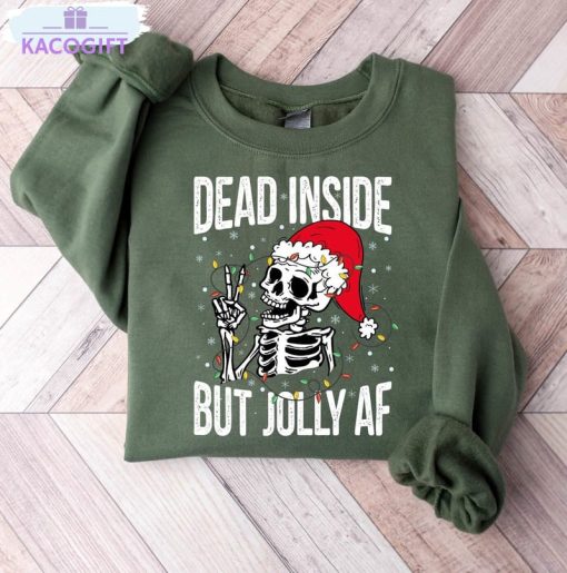 dead inside but jolly af shirt cute christmas short sleeve tee tops 1