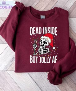 dead inside but jolly af shirt cute christmas short sleeve tee tops 3