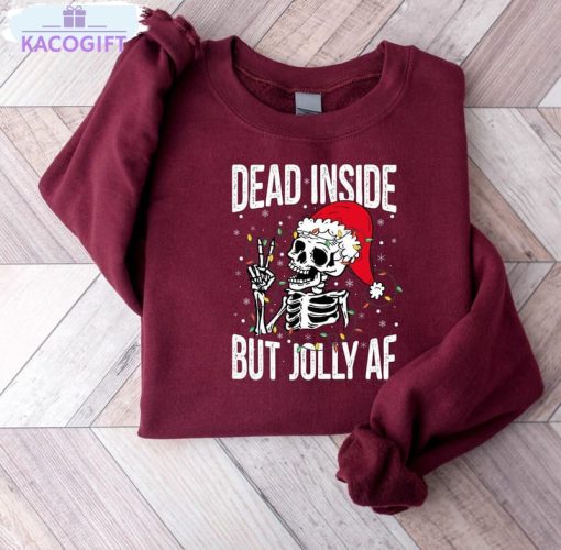 dead inside but jolly af shirt cute christmas short sleeve tee tops 3