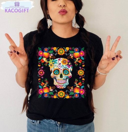 dia de los muertos shirt floral skull t shirt tee tops 1