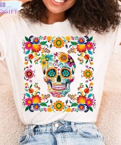 dia de los muertos shirt floral skull t shirt tee tops 2