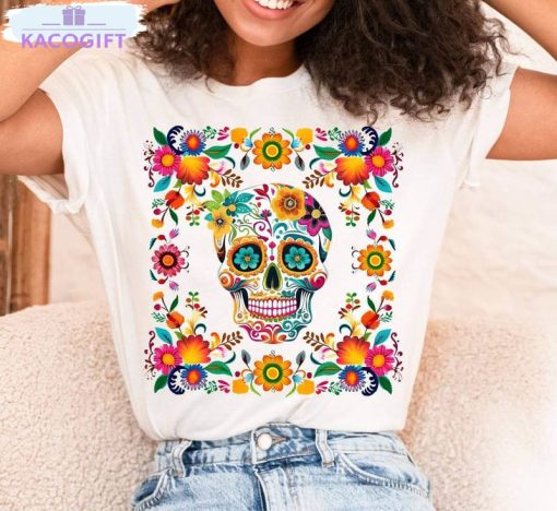 dia de los muertos shirt floral skull t shirt tee tops 2