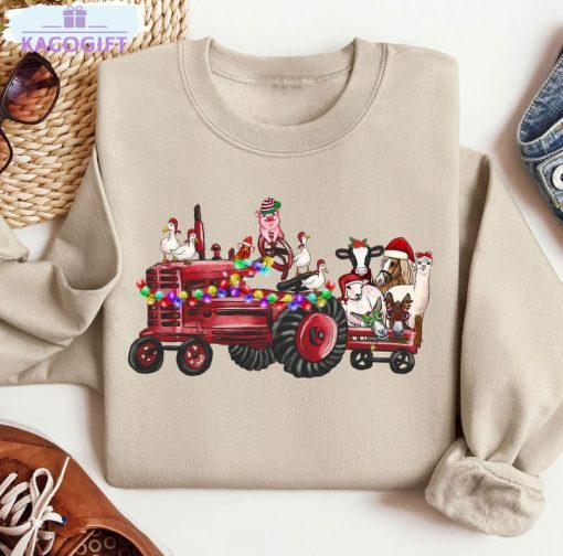 farm animals christmas shirt farm animals truck tee tops unisex hoodie 1