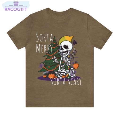 halloween spooky shirt sorta merry sorta scary unisex hoodie crewneck 1