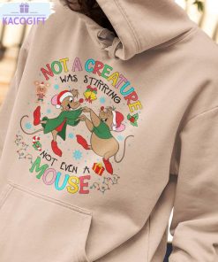 jaq and gus gus christmas shirt not a creature was stirring long sleeve sweatshirt 1