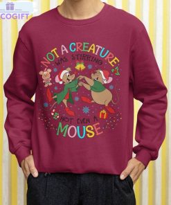 jaq and gus gus christmas shirt not a creature was stirring long sleeve sweatshirt 2