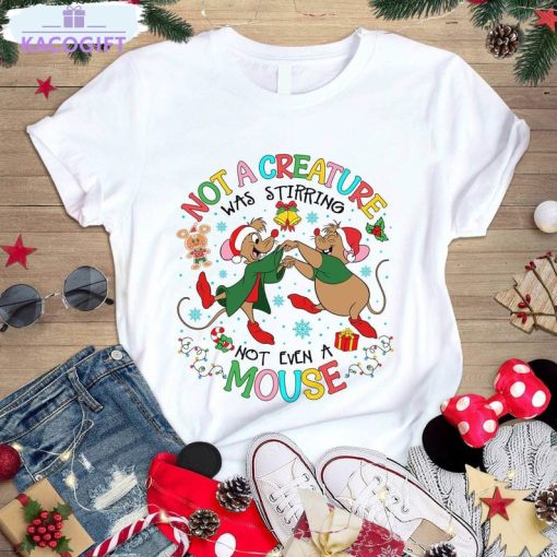 jaq and gus gus christmas shirt not a creature was stirring long sleeve sweatshirt 3