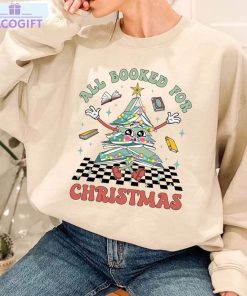 librarian bookworm christmas shirt all booked for christmas hoodie short sleeve 1