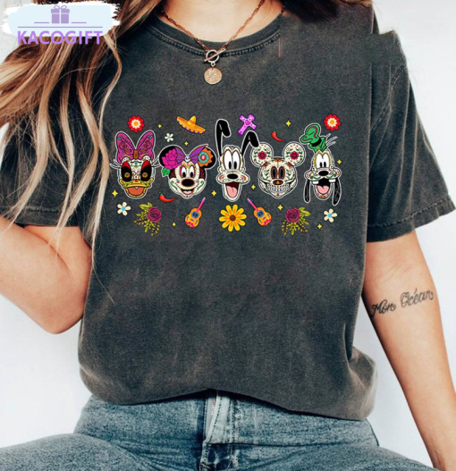 mickey and friends skull sugar shirt mexican halloween tee tops unisex t shirt 1