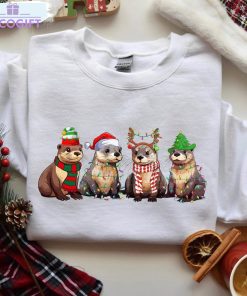 otters christmas lights shirt merry christmas short sleeve crewneck 2