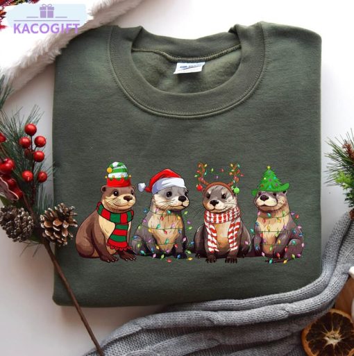 otters christmas lights shirt merry christmas unisex t shirt long sleeve 1