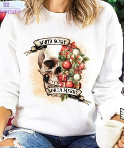 sorta merry sorta scary shirt christmas funny skeleton sweater long sleeve 2
