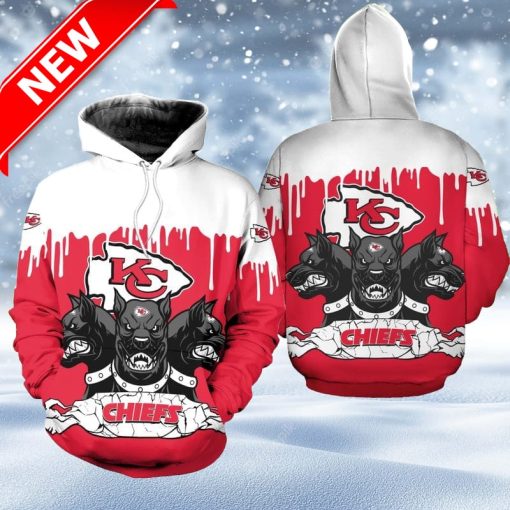 Kansas City Chiefs 3 Heads Cerberus Hoodie 3D Zip Hoodie 3D Printed For Fans