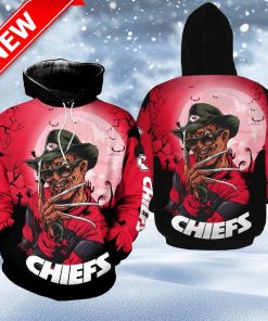 Kansas City Chiefs A Nightmare On Elm Street Halloween Hoodie 3D Zip Printed For Fans