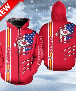 Kansas City Chiefs American Flag Limited Edition Unisex Hoodie 3D Zip Printed For Fans