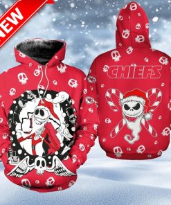 Kansas City Chiefs Christmas Jack Skellington Zip Hoodie 3D Fleece Zip Hoodie 3D For Fans