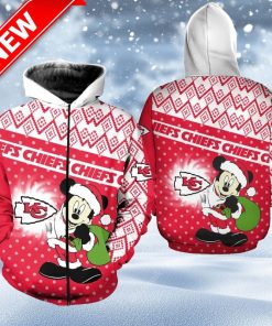 Kansas City Chiefs Christmas Mickey Limited Edition Unisex Zip Hoodie 3D Printed For Fans