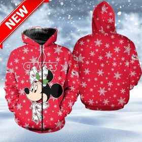 Kansas City Chiefs Christmas Minnie Mouse Zip Hoodie 3D Limited Edition For Fans