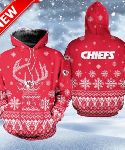 Kansas City Chiefs Christmas Reindeer Zip Hoodie 3D Fleece Zip Hoodie 3D For Fans