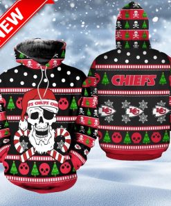 Kansas City Chiefs Christmas Santa Skull Patterns Hoodie 3D For Fans