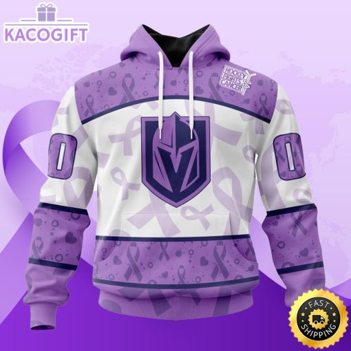 Personalized NHL Vegas Golden Knights Special Lavender Hockey Fights Cancer All Over Print Unisex 3D Hoodie1