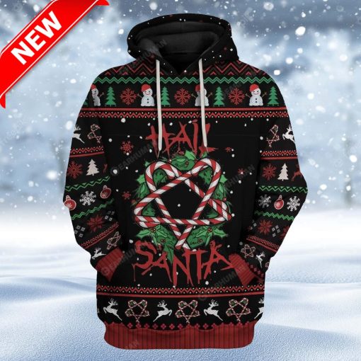 Ugly Hail Santa Candy Cane Summonings Christmas Hoodie 3D Unisex