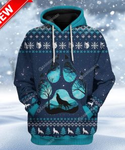 Ugly Howling Wolf In Moonlight Christmas Custom Christmas Hoodie 3D Unisex