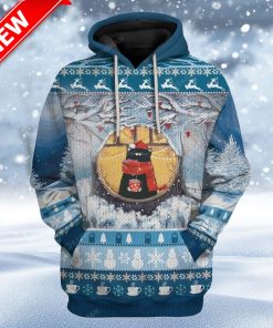 Ugly Indoor Cat Chilling With Coffee Christmas Custom Christmas Hoodie 3D Unisex