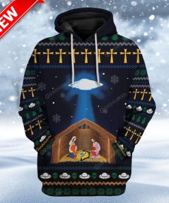 Ugly Jesus Nativity With Ufo Star Custom Christmas Hoodie 3D Unisex