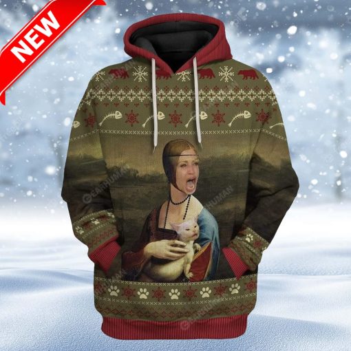 Ugly Lady With Cat Custom Christmas Hoodie 3D Unisex