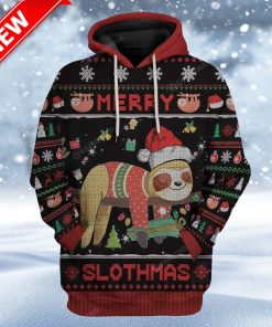 Ugly Merry Slothmas Custom Christmas Hoodie 3D Unisex