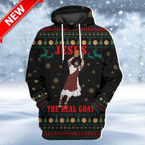 Ugly Nba Jesus The Real Goat Slam Dunk Custom Christmas Hoodie 3D Unisex