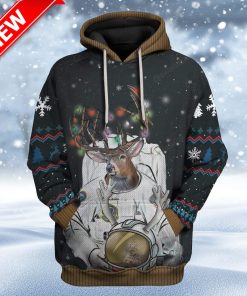 Ugly Reindeer Astronaut Christmas Custom Christmas Hoodie 3D Unisex