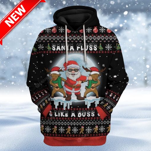 Ugly Santa Floss Like A Boss Custom Christmas Hoodie 3D Unisex