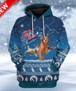 Ugly Santa Kitten Riding Rein Puppies Christmas Custom Christmas Hoodie 3D Unisex