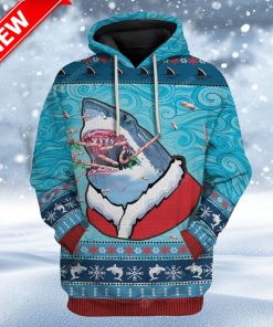 Ugly Santa Shark Biting Candies Christmas Custom Christmas Hoodie 3D Unisex