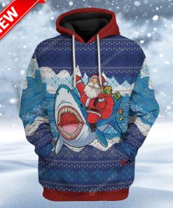 Ugly Shark And Santa Custom Christmas Hoodie 3D Unisex