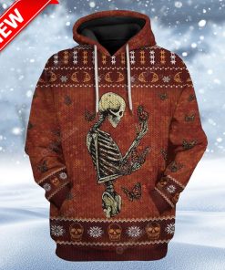 Ugly Skull Monarch Butterfly Custom Christmas Hoodie 3D Unisex