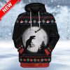 Ugly T Rex Chasing Santa To The Moon Custom Christmas Hoodie 3D Unisex