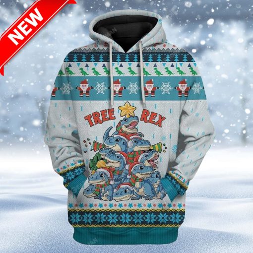 Ugly Tree T Rex Custom Christmas Hoodie 3D Unisex